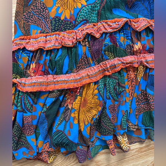 Farm for Anthropologie (Farm Rio) Blue Pattern Dress (sz Small) - Picture 5 of 8